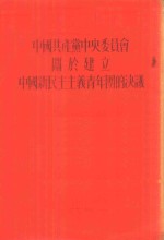 中国共产党中央委员会关于建立中国新民主主义青年团的决议