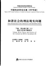 和谐社会的刑法现实问题  下  刑法修正案  6  理论与实务问题研究  中国刑法学年会文集  2007年度