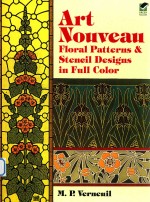 art nouveau floral pattems and stencil designs in full color