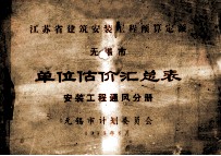 江苏省建筑安装工程预算定额无锡市  单位估价汇总表  安装工程通风分册