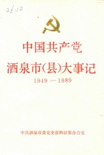 中国共产党酒泉市（县）大事记  1949-1989