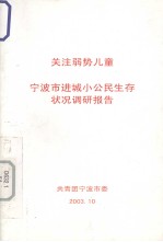 关注弱势儿童  宁波市进城小公民生存状况调研报告