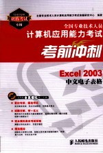 全国专业技术人员计算机应用能力考试考前冲刺  Excel 2003中文电子表格