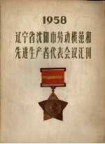 辽宁省沈阳市劳动模范和先进生产者代表会议汇刊  1958