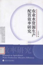 农业水资源生产配置效率研究