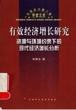 有效经济增长研究  资源与环境约束下的现代经济增长分析