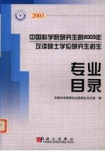 中国科学院研究生院2003年攻读硕士学位研究生招生专业目录