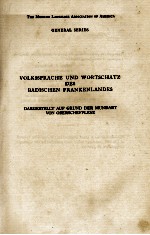 VOLKSSPRACHE UND WORTSCHATZ DES BADISCHEN FRANKENLANDES