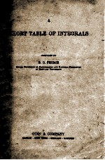 A SHORT TABLE OF INTEGRALS