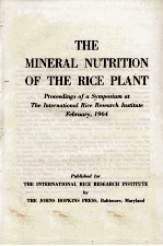 THE MINERAL NUTRITION OF THE RICE PLANT