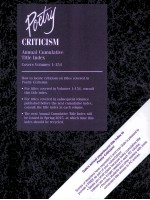 poetry criticism annual cumulative title index covers volume 1-154