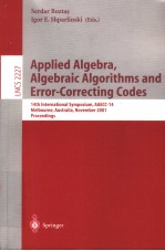 Applied Algebra Algebraic Algorithms and Error-Correcting Codes