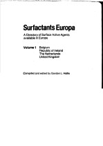 SURFACTANTS EUROPA A DIRECTORY OF SURFACE ACTIVE AGENTS AVAILABLE IN EUROPE  VOLUME 1 BELGIUM REPUBL