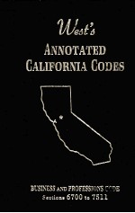 WEST'S ANNOTATED CALIFORNIA CODES BUSINESS AND PROFESSIONS CODE SECTIONS 6700 TO 7511