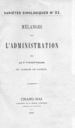 MELANGES SUR L'ADMINISTRATION