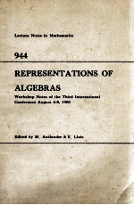 LECTURE NOTES IN MATHEMATICS 944: REPRESENTATIONS OF ALGEBRAS