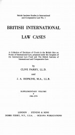 BRITISH INTERNATIONAL LAW CASES  VOLUME 9