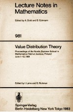 LECTURE NOTES IN MATHEMATICS 981: VALUE DISTRIBUTION THEORY