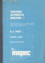 TOWARDS AUTOMATIC INDEXING-I