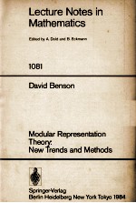 LECTURE NOTES IN MATHEMATICS 1081: MODULAR REPRESENTATION THEORY: NEW TRENDS AND METHODS