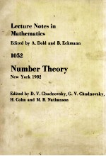 LECTURE NOTES IN MATHEMATICS 1052: NUMBER THEORY