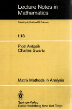 LECTURE NOTES IN MATHEMATICS 1113: MATRIX METHODS IN ANALYSIS