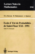 ECOLE D'ETE DE PROBABILITES DE SAINT-FLOUR XXI - 1991