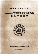 南京航空航天大学2003年攻读硕士学位研究生招生专业目录