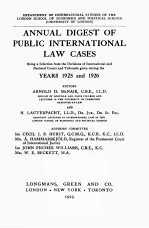 ANNUAL DIGEST OF PUBLIC INTERNATIONAL LAW CASES YESARS 1925 AND 1926