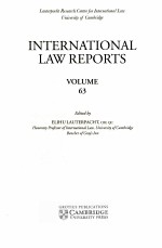 INTERNATIONAL LAW REPORTS VOLUME 63