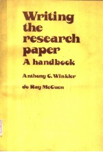 WRITING THE RESEARCH PAPER A HANDBOOK