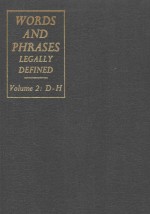 WORDS AND PHRASES LEGALLY DEFINED VOLUME 2 D-H