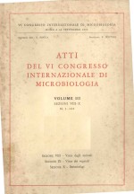 ATTI DEL VI CONGRESSO INTERNAZIIONALE DI MICROBIOLOGIA VOLUME III