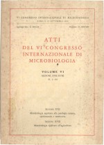 ATTI DEL VI CONGRESSO INTERNAZIIONALE DI MICROBIOLOGIA VOLUME VI