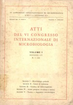 ATTI DEL VI CONGRESSO INTERNAZIIONALE DI MICROBIOLOGIA VOLUME I