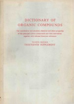 DICTIONARY OF ORGANIC COMPOUNDS FOURTH EDITION THIRTEENTH SUPPLEMENT