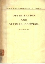 OPTIMIZATION AND OPTIMAL CONTROL  VOLUME 477