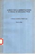 ACRONYMS & ABBREVIATIONS IN LIBRARY & INFORMATION WORK  FOURTH EDITION