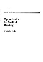 OPPORTUNITY FOR SKILLFUL READING  SIXTH EDITION