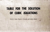 Table For The Solution of Cubic Equations