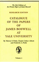 CATALOGUE OF THE PAPERS OF JAMES BOSWELL AT YALE UNIVERSITY VOLUME III