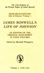 JAMES BOSWELL'S LIFE OF JOHNSON VOLUME 1: 1709-1765