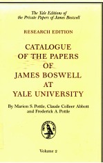 CATALOGUE OF THE PAPERS OF JAMES BOSWELL AT YALE UNIVERSITY VOLUME II