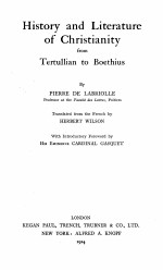 History and literature of Christianity from Tertullian to Boethius