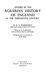 STUDIES IN THE AGRARIAN HISTORY OF ENGLAND IN THE THIRTEENTH CENTURY