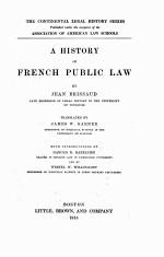 A HISTORY OF FRENCH PRIVATE LAW