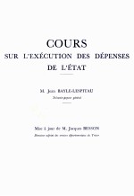 COURS SUR L'EXéCUTION DES DéPESES DE L'éTAT