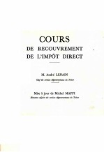 COURS DE RECOUVREMENT DE L'IMP?T DIRECT