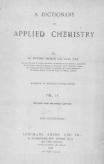 A DICTIONARY OF APPLIED CHEMISTRY VOL.Ⅳ