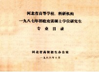 河北省高等学校、科研机构  1987年招收攻读硕士学位研究生  专业目录